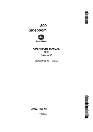 John Deere 300 Sideboom Operator’s Manual Instant Download (Publication No.OMW371158)