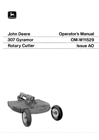 John Deere 307 Gyramor Rotary Cutter Operator’s Manual Instant Download (Publication No.OMW11529)