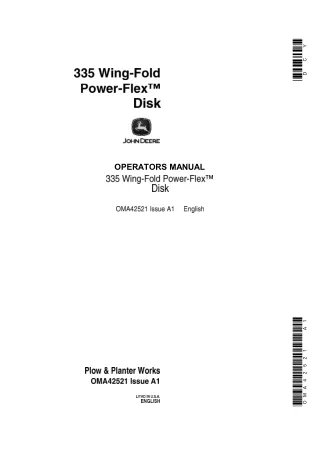 John Deere 335 Wing-Fold Power-Flex™ Disk Operator’s Manual Instant Download (Publication No.OMA42521)