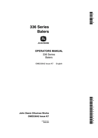 John Deere 336 Series Balers Operator’s Manual Instant Download (Publication No.OME53642)