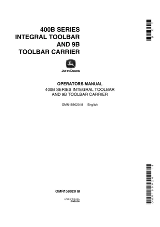 John Deere 400B Series Integral Toolbar and 9B Toolbar Carrier Operator’s Manual Instant Download (Publication No.OMN159