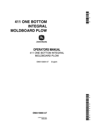 John Deere 411 One Bottom Integral Moldboard Plow Operator’s Manual Instant Download (Publication No.OMA15669)