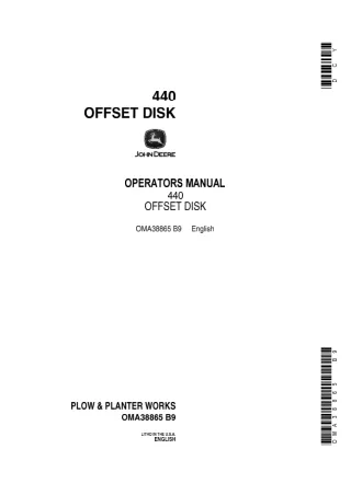 John Deere 440 Offset Disk Operator’s Manual Instant Download (Publication No.OMA38865)