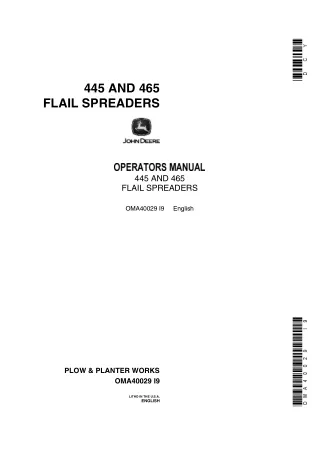 John Deere 445 and 465 Flail Spreaders Operator’s Manual Instant Download (Publication No.OMA40029)