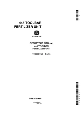 John Deere 445 Toolbar Fertilizer Unit Operator’s Manual Instant Download (Publication No.OMB25249)