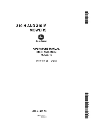 John Deere 310-H and 310-M Mowers Operator’s Manual Instant Download (Publication No.OMH61586)