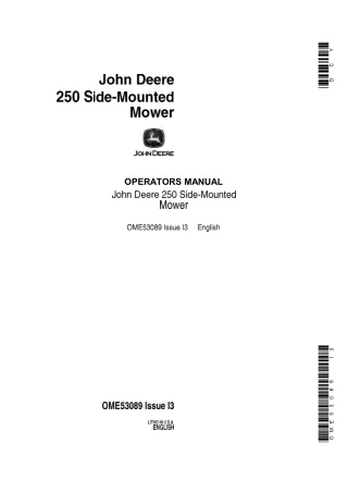 John Deere 250 Side-Mounted Mower Operator’s Manual Instant Download (Publication No.OME53089)