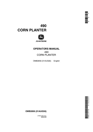 John Deere 490 Corn Planter Operator’s Manual Instant Download (Publication No.OMB2856)