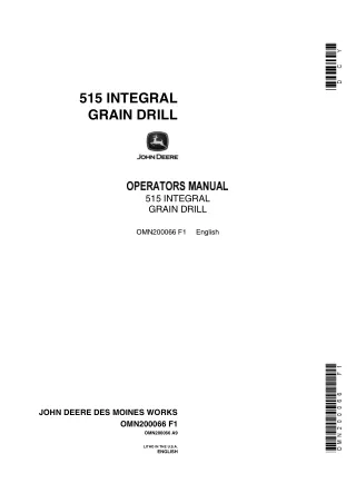 John Deere 515 Integral Grain Drill Operator’s Manual Instant Download (Publication No.OMN200066)