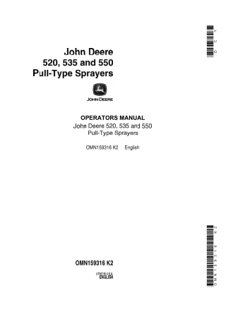 John Deere 520 535 and 550 Pull-Type Sprayers Operator’s Manual Instant Download (Publication No.OMN159316)