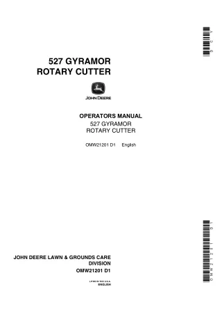 John Deere 527 Gyramor Rotary Cutter Operator’s Manual Instant Download (Publication No.OMW21201)