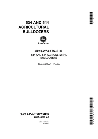 John Deere 534 and 544 Agricultural Bulldozers Operator’s Manual Instant Download (Publication No.OMA44885)