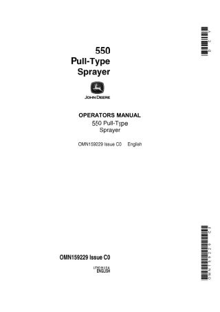 John Deere 550 Pull-Type Sprayer Operator’s Manual Instant Download (Publication No.OMN159229)