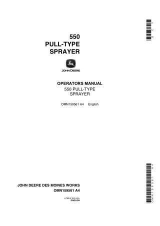 John Deere 550 Pull-Type Sprayer Operator’s Manual Instant Download (Publication No.OMN159561)