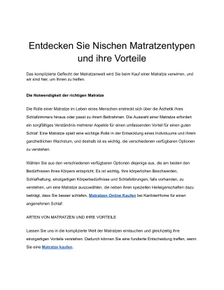 Entdecken Sie Nischen Matratzentypen und ihre Vorteile