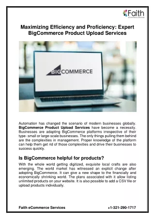 Maximizing Efficiency and Proficiency Expert BigCommerce Product Upload Services