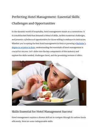 Perfecting Hotel Management_ Essential Skills Challenges and Opportunities