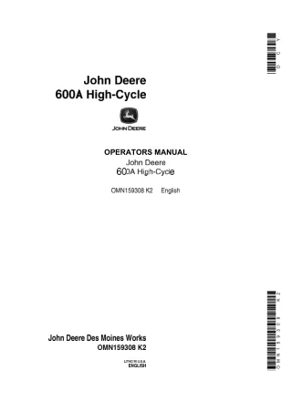 John Deere 600A High-Cycle Operator’s Manual Instant Download (Publication No.OMN159308)