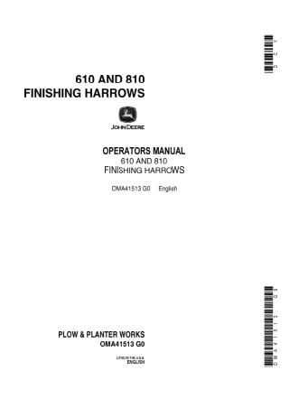 John Deere 610 and 810 Finishing Harrows Operator’s Manual Instant Download (Publication No.OMA41513)