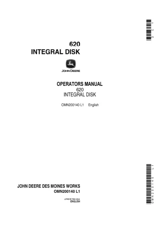 John Deere 620 Integral Disk Operator’s Manual Instant Download (Publication No.OMN200140)