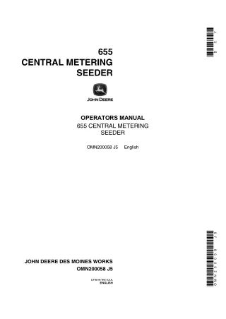 John Deere 655 Central Metering Seeder Operator’s Manual Instant Download (Publication No.OMN200058)