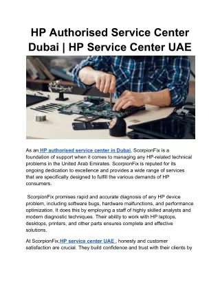 HP Authorised Service Center Dubai _ HP Service Center UAE