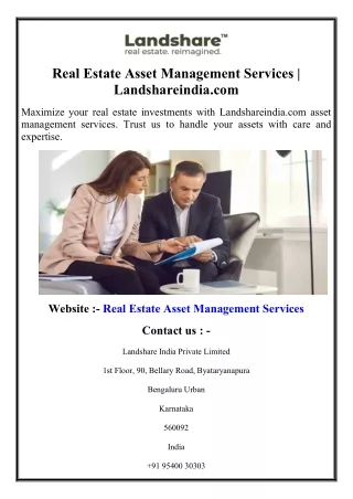 Real Estate Asset Management Services  Landshareindia.com