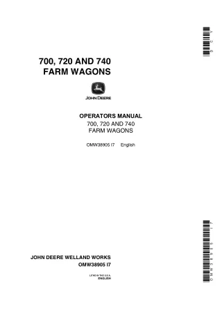 John Deere 700 720 and 740 Farm Wagons Operator’s Manual Instant Download (Publication No.OMW38905)