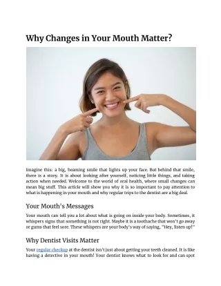 Why Changes in Your Mouth Matter?