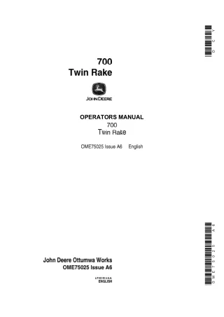 John Deere 700 Twin Rake Operator’s Manual Instant Download (Publication No.OME75025)