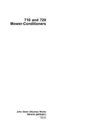 John Deere 710 and 720 Mower Conditioners Service Repair Manual Instant Download (tm1619)