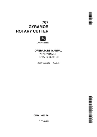 John Deere 707 Gyramor Rotary Cutter Operator’s Manual Instant Download (Publication No.OMW13050)