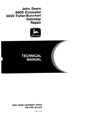 John Deere 690D Excavator 693D Feller-Buncher Service Repair Manual Instant Download