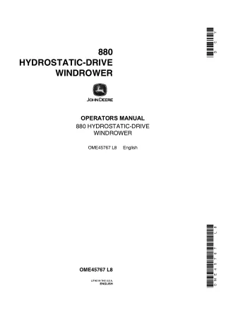 John Deere 880 Hydrostatic-Drive Windrower Operator’s Manual Instant Download (Publication No.OME45767)