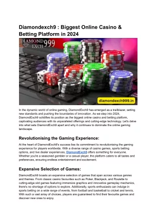 Diamondexch9 _ Biggest Online Casino & Betting Platform in 2024