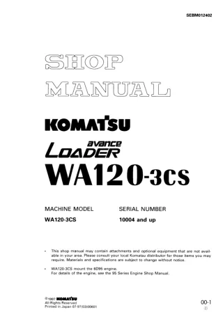 Komatsu WA120-3CS Wheel Loader Service Repair Manual SN 10004 and up