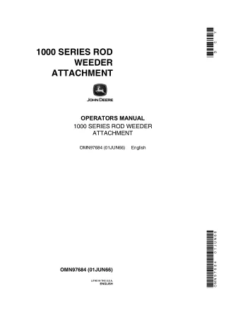 John Deere 1000 Series Rod Weeder Attachment Operator’s Manual Instant Download (Publication No.OMN97684)