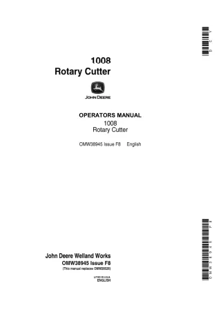 John Deere 1008 Rotary Cutter Operator’s Manual Instant Download (Publication No.OMW38945)