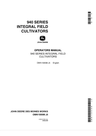 John Deere 940 Series Integral Field Cultivators Operator’s Manual Instant Download (Publication No.OMN159598)