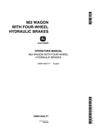 John Deere 963 Wagon With Four-Wheel Hydraulic Brakes Operator’s Manual Instant Download (Publication No.OMW13645)