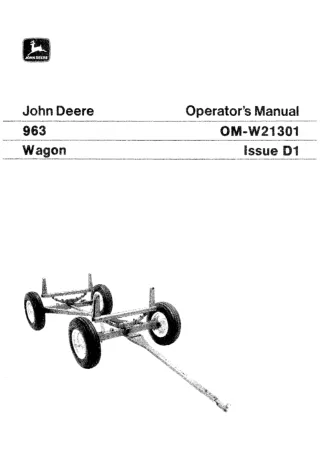 John Deere 963 Wagon Operator’s Manual Instant Download (Publication No.OMW21301)