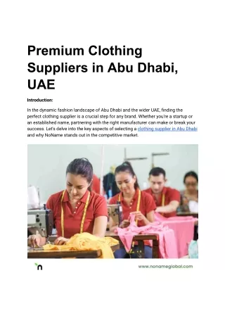 Premium Clothing Suppliers in Abu Dhabi, UAE