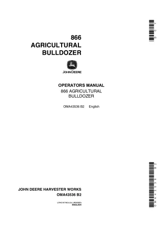 John Deere 866 Agricultural Bulldozer Operator’s Manual Instant Download (Publication No.OMA43536)