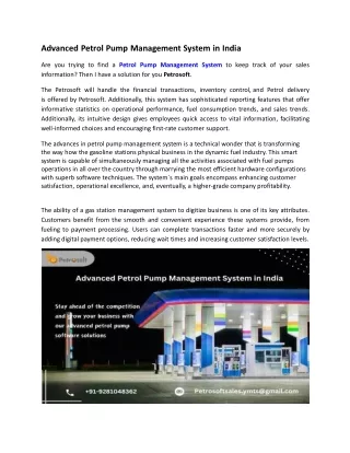 Advanced Petrol Pump Management System in India