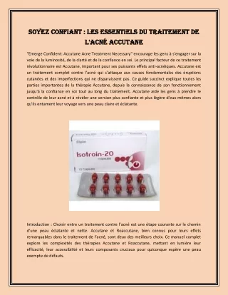 Soyez confiant : les essentiels du traitement de l'acné Accutane