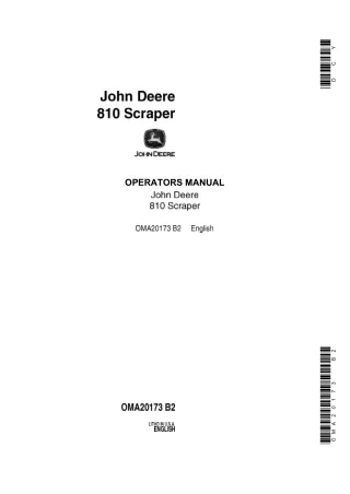 John Deere 810 Scraper Operator’s Manual Instant Download (Publication No.OMA20173)