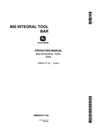 John Deere 800 Integral Tool Bar Operator’s Manual Instant Download (Publication No.OMN97517)