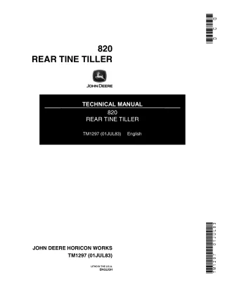 John Deere 820 Rear Tine Tiller Service Repair Manual Instant Download (tm1297)