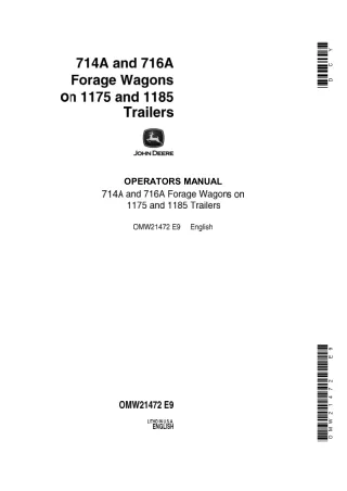 John Deere 714A and 716A Forage Wagons on 1175 and 1185 Trailers Operator’s Manual Instant Download (Publication No.OMW2