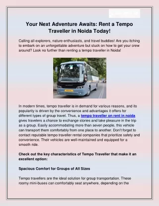 tempo traveller in noida